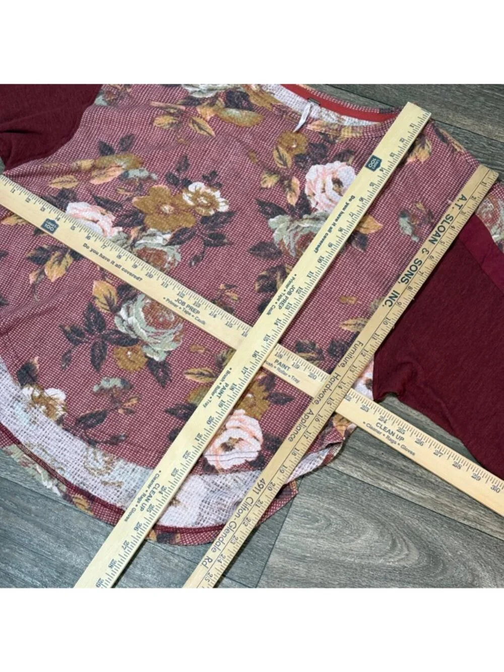 Free People Floral Print Waffle Knit Top Large Moroccan Spice